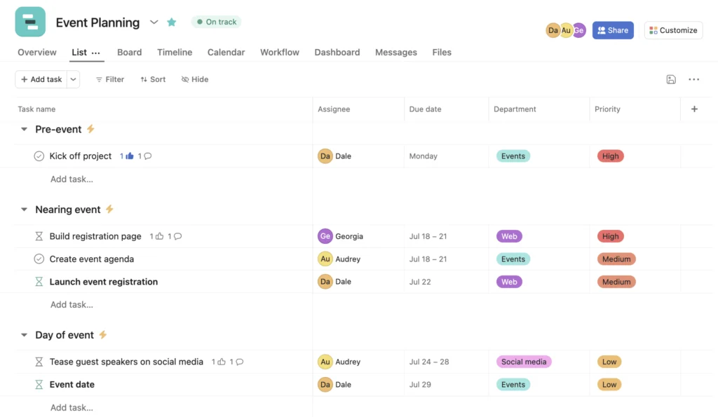 asana vs monday com asana list view