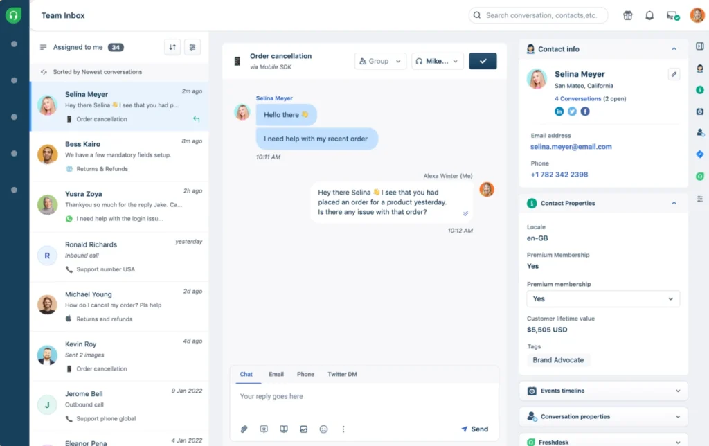freshdesk contact center interface